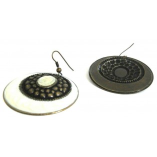 WHITE GALAXY Antique Gold Oxidized HOOP Earring - Drop Long Dangling Hook P4